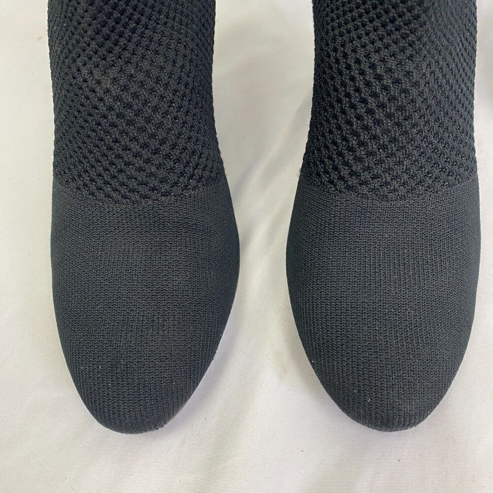 EILEEN FISHER Women's Size 6.5 Dahlia Black Mesh Knit Sock Booties Pull On Heels - Picture 2 of 7